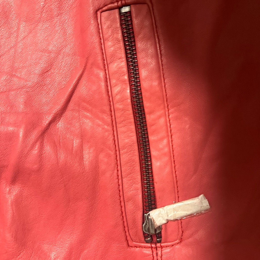 Women's Red Jacket real Leather Lamb size large Jaye E. NWT zipper pockets - Picture 15 of 16